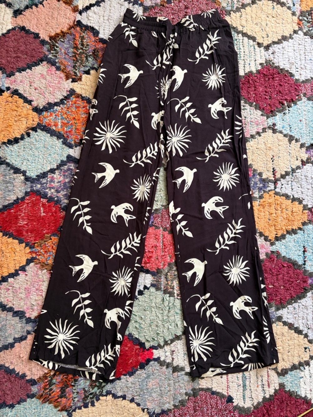 Frank and Oak Wide-Leg Floral & Bird Print Pants